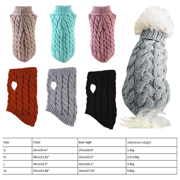 Dog Sweaters Winter Warm Dog Clothes for Small Dogs Turtleneck Knitted Pet Clothing Puppy Cat Sweater Vest Chihuahua Yorkie Coat