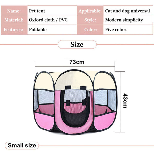 Pet Dog Cat Playpen Tent Crate Room Foldable Puppy Exercise Cat Cage Waterproof Outdoor Two Door Mesh Shade Cover Nest Kennel