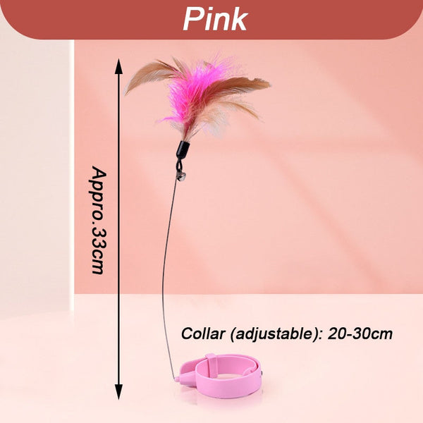 Interactive Cat Toys Funny Feather Teaser Stick with Bell Pets Collar Kitten Playing Teaser Wand Training Toys for Cats Supplies