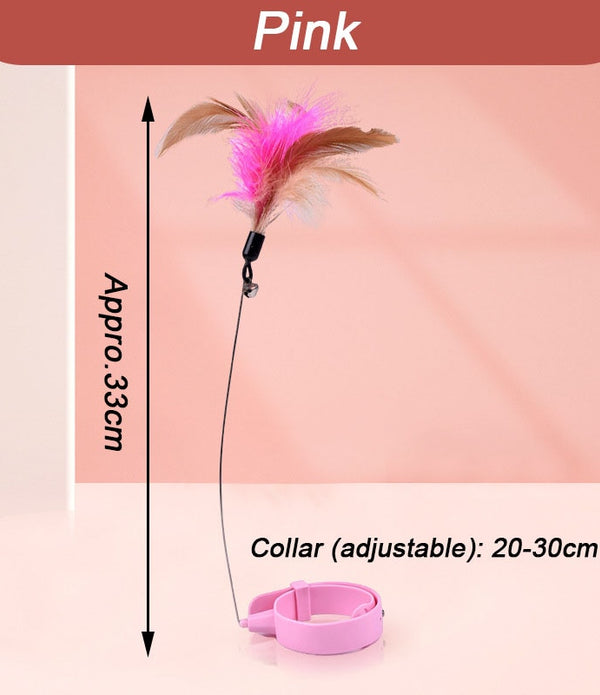 Interactive Cat Toys Funny Feather Teaser Stick with Bell Pets Collar Kitten Playing Teaser Wand Training Toys for Cats Supplies