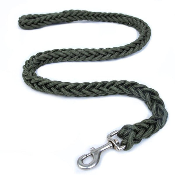 130cm L/XL Super Strong Coarse Nylon Dog Leash Army Green Canvas Double Row Adjustable Dog Collar For Medium Large Dogs