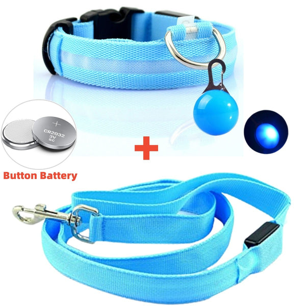 Led Glowing Leash Luminous Dog Collar With Pendant Set Luxury Light For Kinds Dogs Cat Night Safety Flashing Collar Accessories