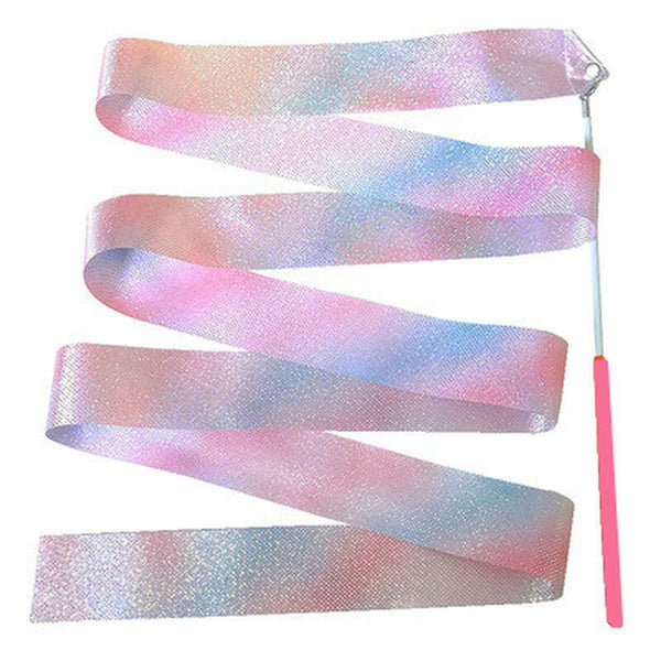 Flashing Star Gym Ribbons Dance Ribbon Rhythmic Art Gymnastics Ballet Streamer Twirling Rod Rainbow Stick Training Kids Toys