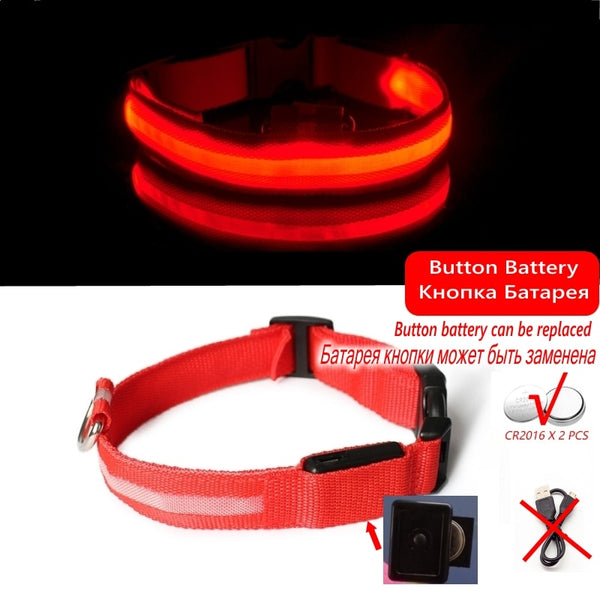 Led Dog Collar Light Anti-lost Collar For Dogs Puppies  Night Luminous Supplies Pet Products Accessories USB Charging/Battery