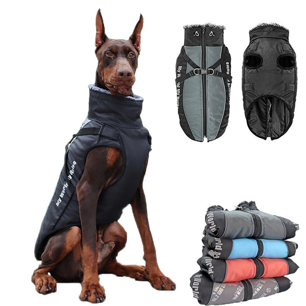 Chaleco impermeable para perros grandes, chaqueta cálida con Cuello de piel, abrigo para mascotas, Bulldog Francés, Wilma, Otoño e Invierno