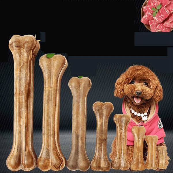 Dog Chew Toys Doggy Teeth Cleaning Stick Smart Dog Bone Leather Cowhide Bone Molar Food Treats Bones For Puppy Accessories