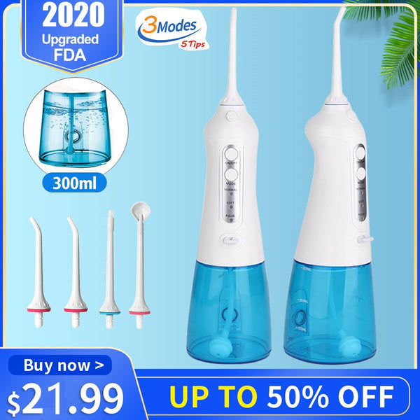 NEW Oral Irrigador Dental USB Rechargeable Water Floss Portable Dental Water Flosser Irrigation Teeth Cleaner+5 Jet 300ml