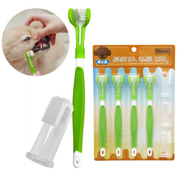 Pet Toothbrush Kit With Soft Dog Finger Toothbrush Pet Multi-angle Cleaning Tooth Dog Cat Dental Care ToothBrushes Set for Pets