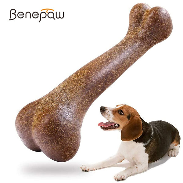 Benepaw Nearly Indestructible Dog Bone Natural Non-Toxic Puppy Toys For Small Medium Large Dogs Pet Chew Game Dental Care