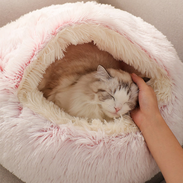 New Warm Dog Cat Bed Round Long Plush Cat&#39;s House Cave Pet Kitten Cushion Basket Sleepping Mat for Cats Small Dog Chihuahua Nest