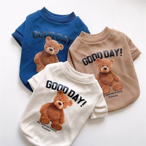 Autumn Winter Puppy Hoodie Clothing Cartoon Bear T Shirt Vest Cat Sweater with Pocket Dog Sport Shirt Pet Vest free shipping