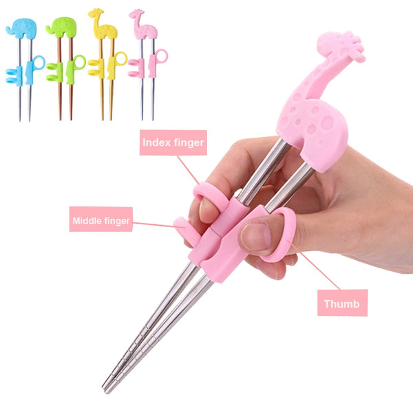 Reusable Stainless Steel Cute Portable Chopsticks For Kids Learning Training Chopsticks Food Sticks Learner Kids Enlightenment