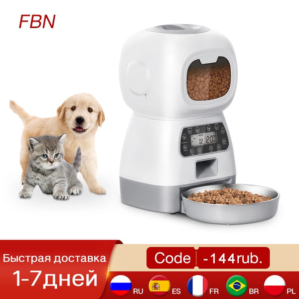 3.5L Pet Automatic Feeder For Cats Dogs Smart Food Dispenser Steel Bowl Auto Timer Dog Cat Pet Feeding Pet Supplies