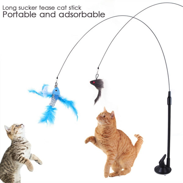 Cat Toys Cat Teaser Wire Fish Funny Cat Rod Fishing Cat Rod Feather Bell Funny Cat Stick Pet Interactive Training Playing Toy