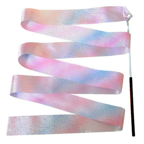 Flashing Star Gym Ribbons Dance Ribbon Rhythmic Art Gymnastics Ballet Streamer Twirling Rod Rainbow Stick Training Kids Toys