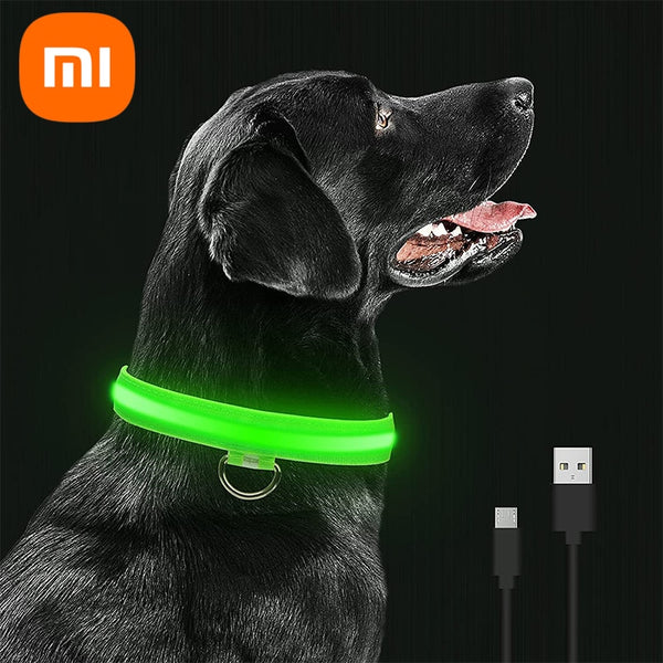 LED Glowing Dog Collars Rechargeable Waterproof Luminous Collar Adjustable Dog Night Light Collar Pet Dog Safety Necklace